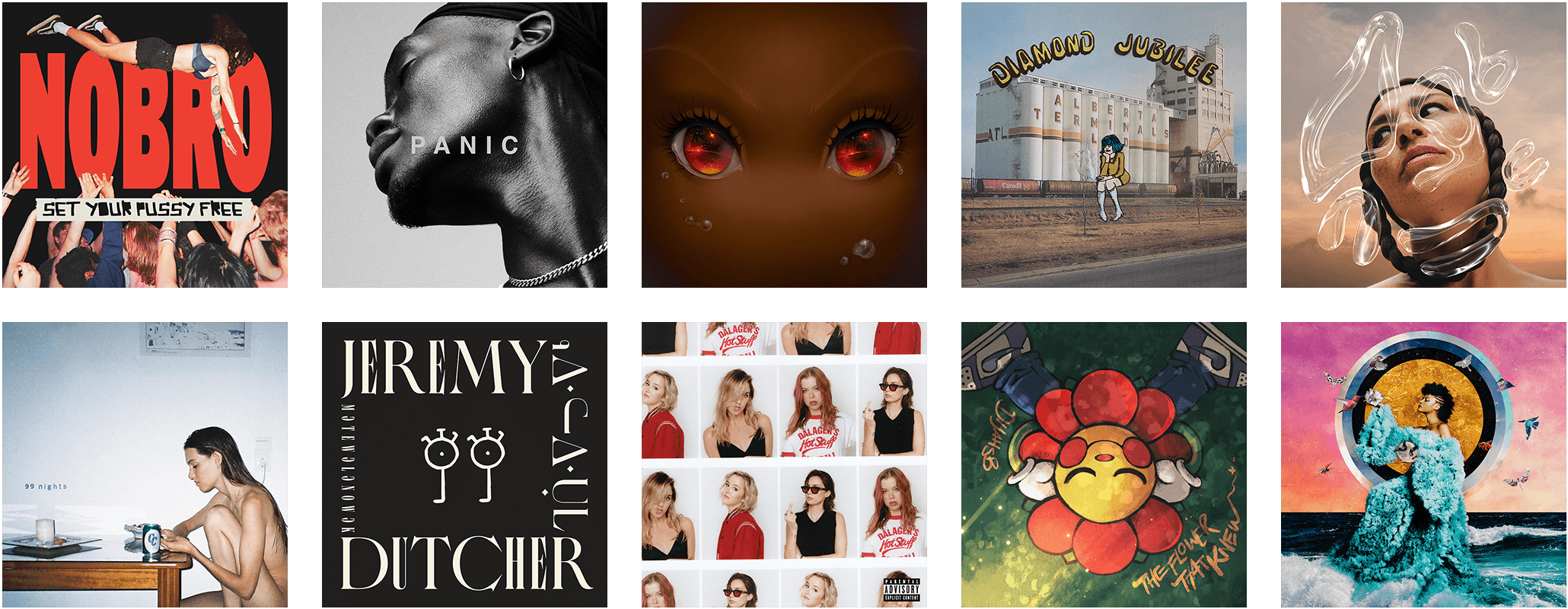 A collage of the 10 albums nominated for the 2024 Polaris Music Prize Short List